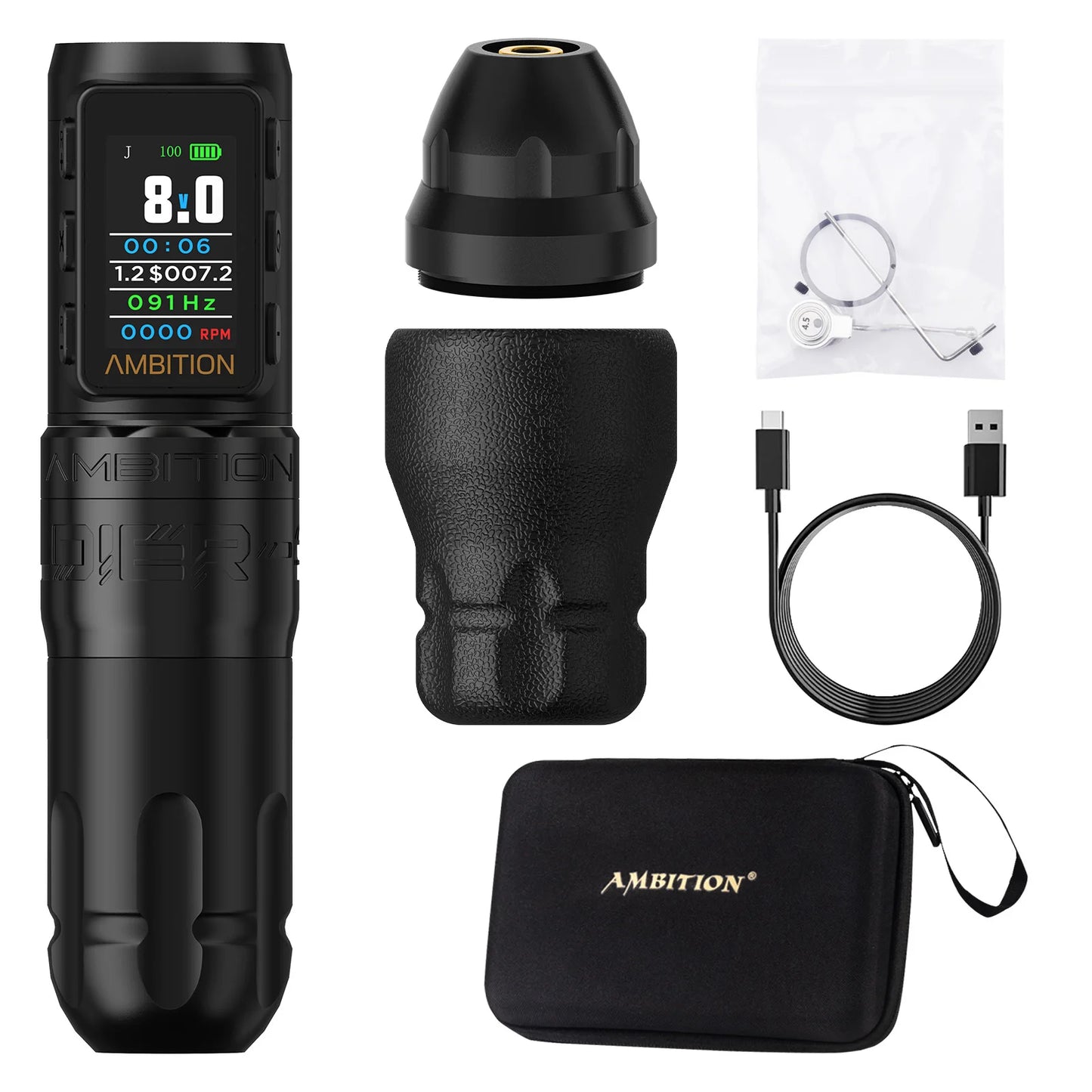 Ambition Soldier270S Wireless Tattoo Machine Stroke5.0mm+4.5mm 1800mAh Billing Battery with 270 g.cm High Torque Brushless Motor