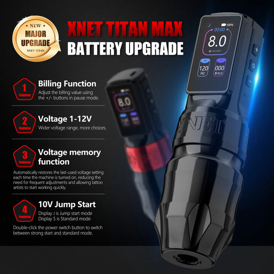 Xnet Titan Max Wireless Tattoo Machine Rotary Pen Coreless Motor 2400m Multi-Function Touchscreen Battery 1-12V for Artist Body