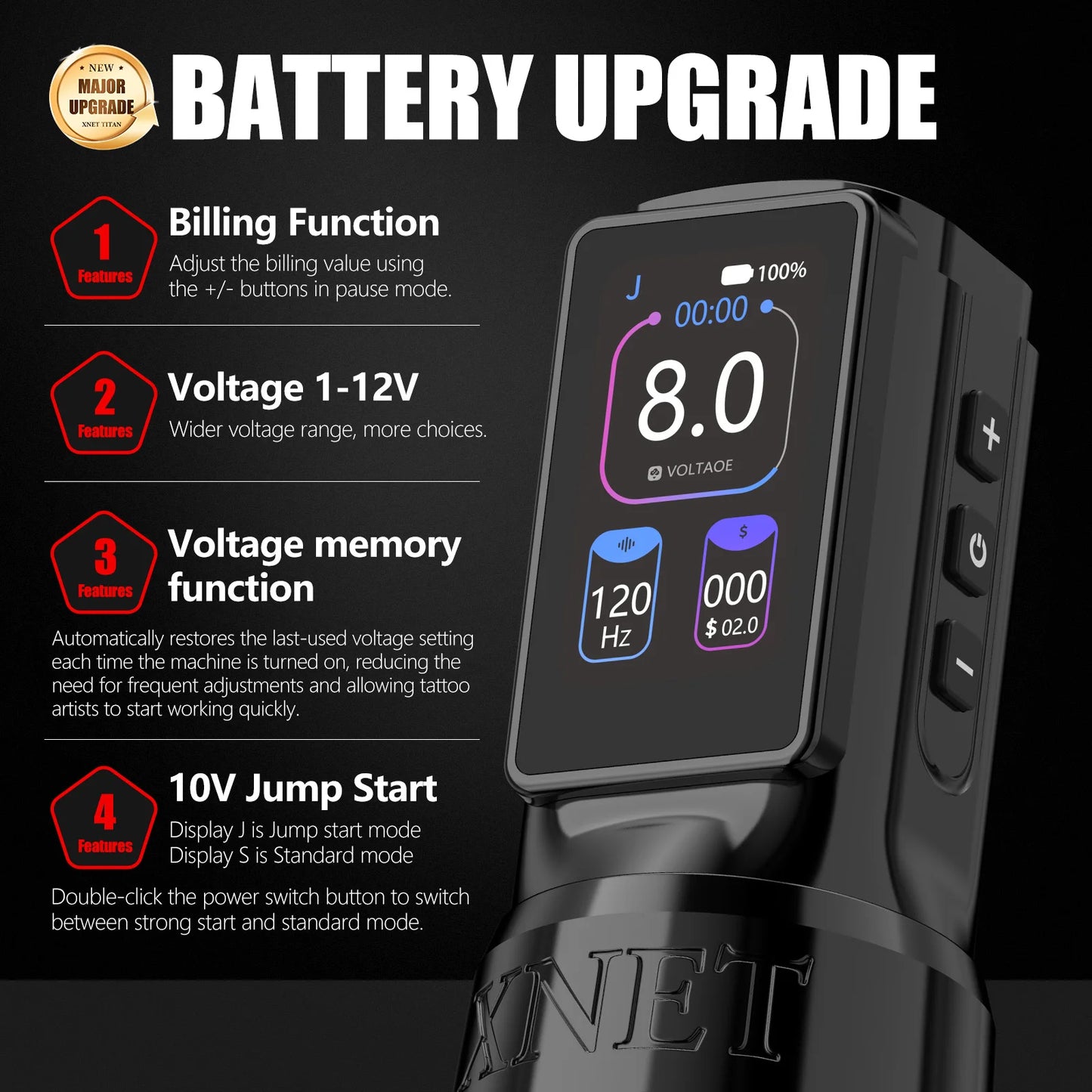 Xnet Titan Max Wireless Tattoo Machine Rotary Pen Coreless Motor 2400m Multi-Function Touchscreen Battery 1-12V for Artist Body