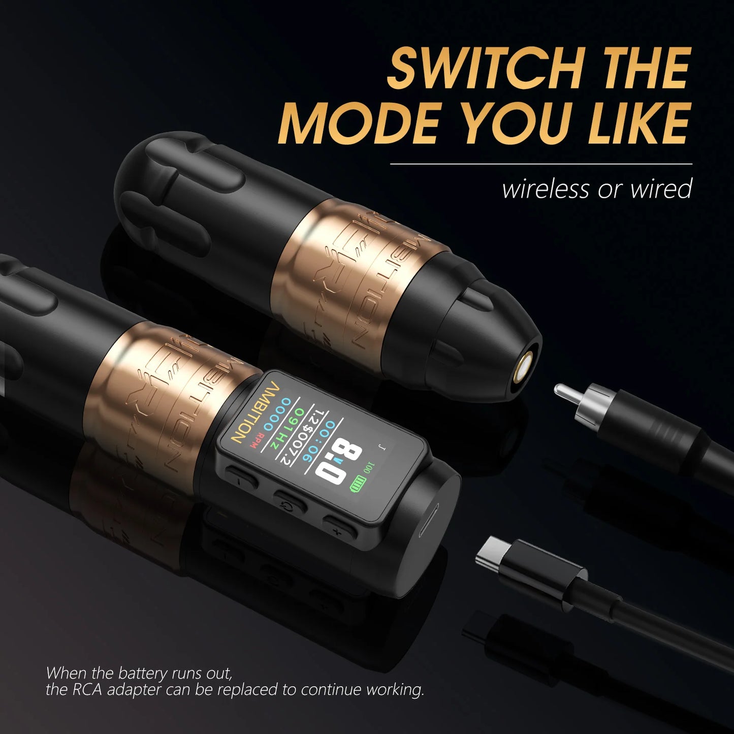 Ambition Soldier270S Wireless Tattoo Machine Stroke5.0mm+4.5mm 1800mAh Billing Battery with 270 g.cm High Torque Brushless Motor