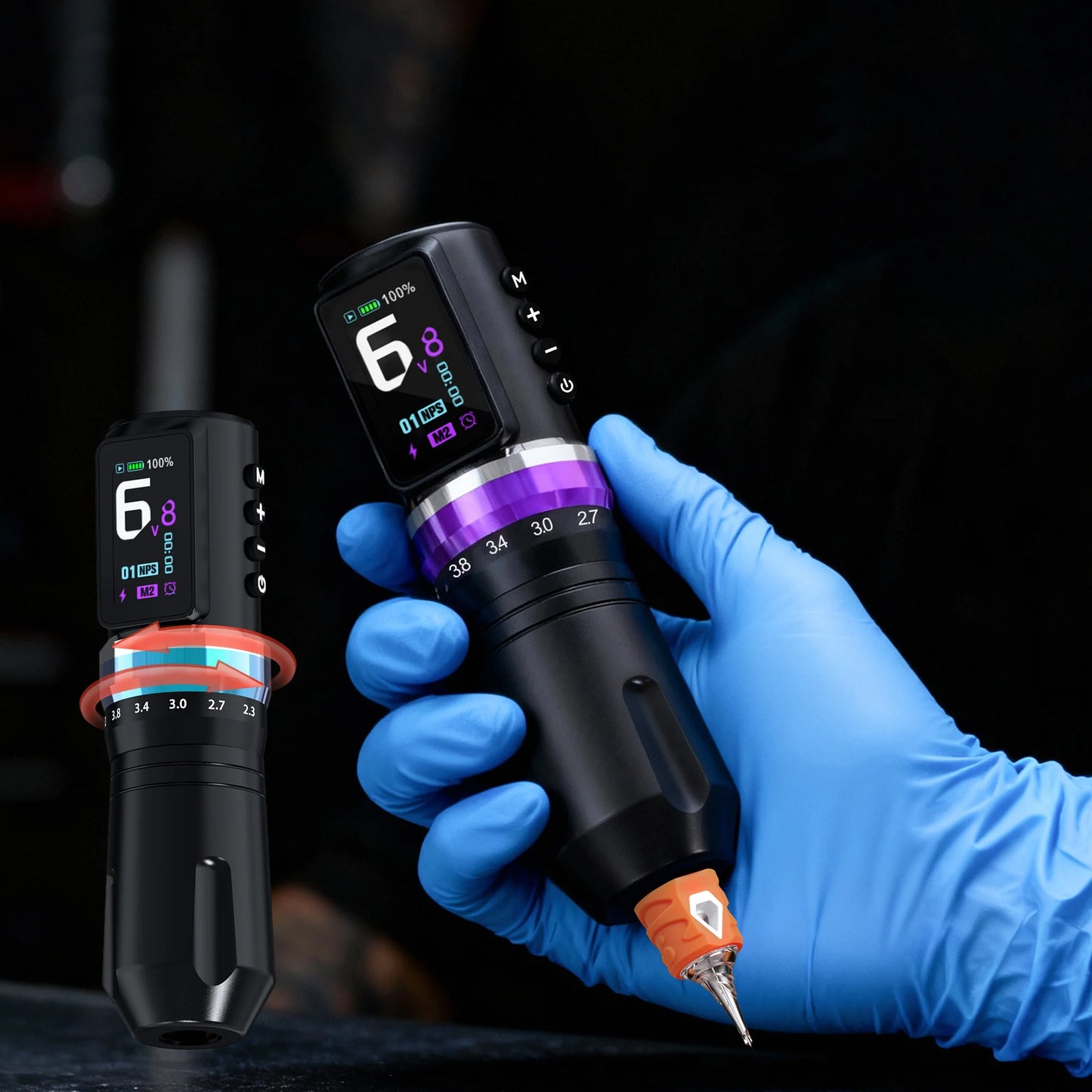 1PC Wireless Tattoo Machine 2.3-4.5MM Adjustable Stroke Tattoo gun With 2200mAh capacity Battery Tattoo pen  for Tattoo  Artist