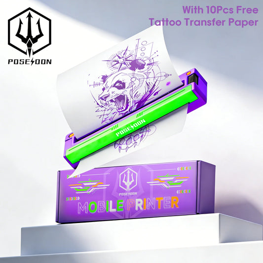 Tattoo Transfer Machine POSEIDON TR052 Portable Thermal Tattoo Stencil Printer Transfer Machine With 10Pcs Tattoo Transfer Paper