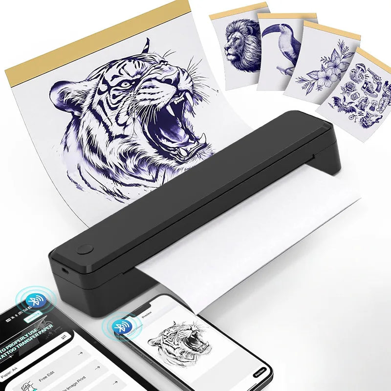 Wireless Tattoo Transfer Machine Bluetooth Tattoo Thermal Stencil Printer Compatible with Smartphones&PC