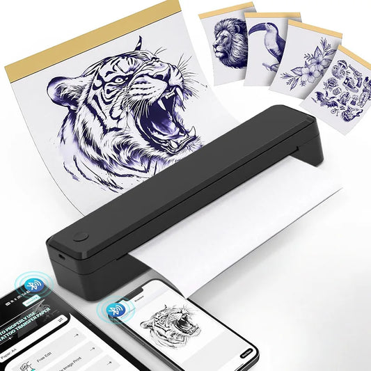 Wireless Tattoo Transfer Machine Bluetooth Tattoo Thermal Stencil Printer Compatible with Smartphones&PC