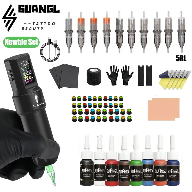 Tattoo Kit Adjustable Tattoo Pen for Permanent Makeup Wireless Tattoo Machine Kit Hot Sale Gun Set for Beginners